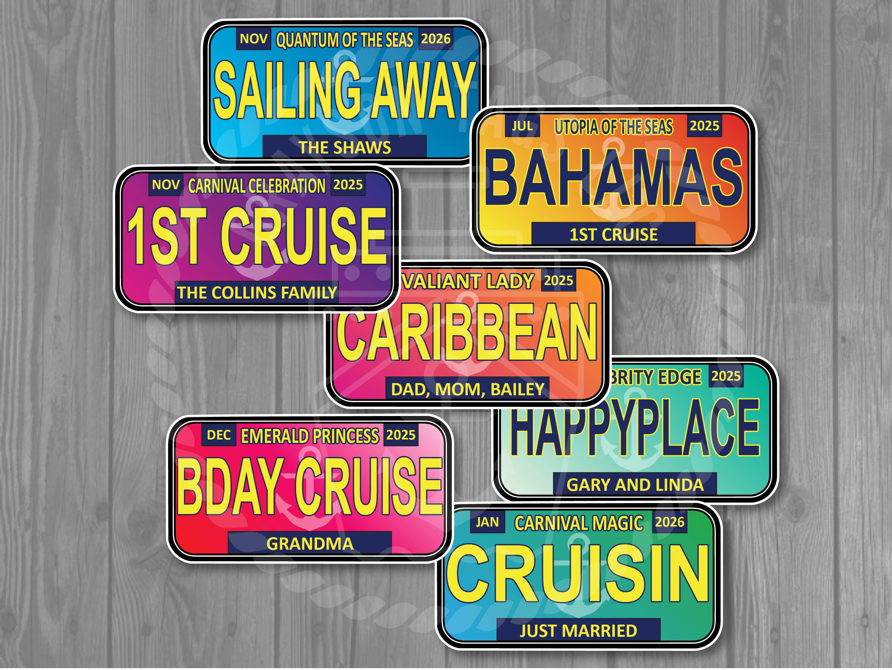 Colorful Gradient License Plate Generic Cruise Door Magnet (5 Colors to Choose From)