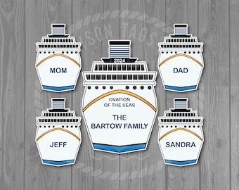 Royal Caribbean Customizable Ship Front Cruise Door Magnet Set