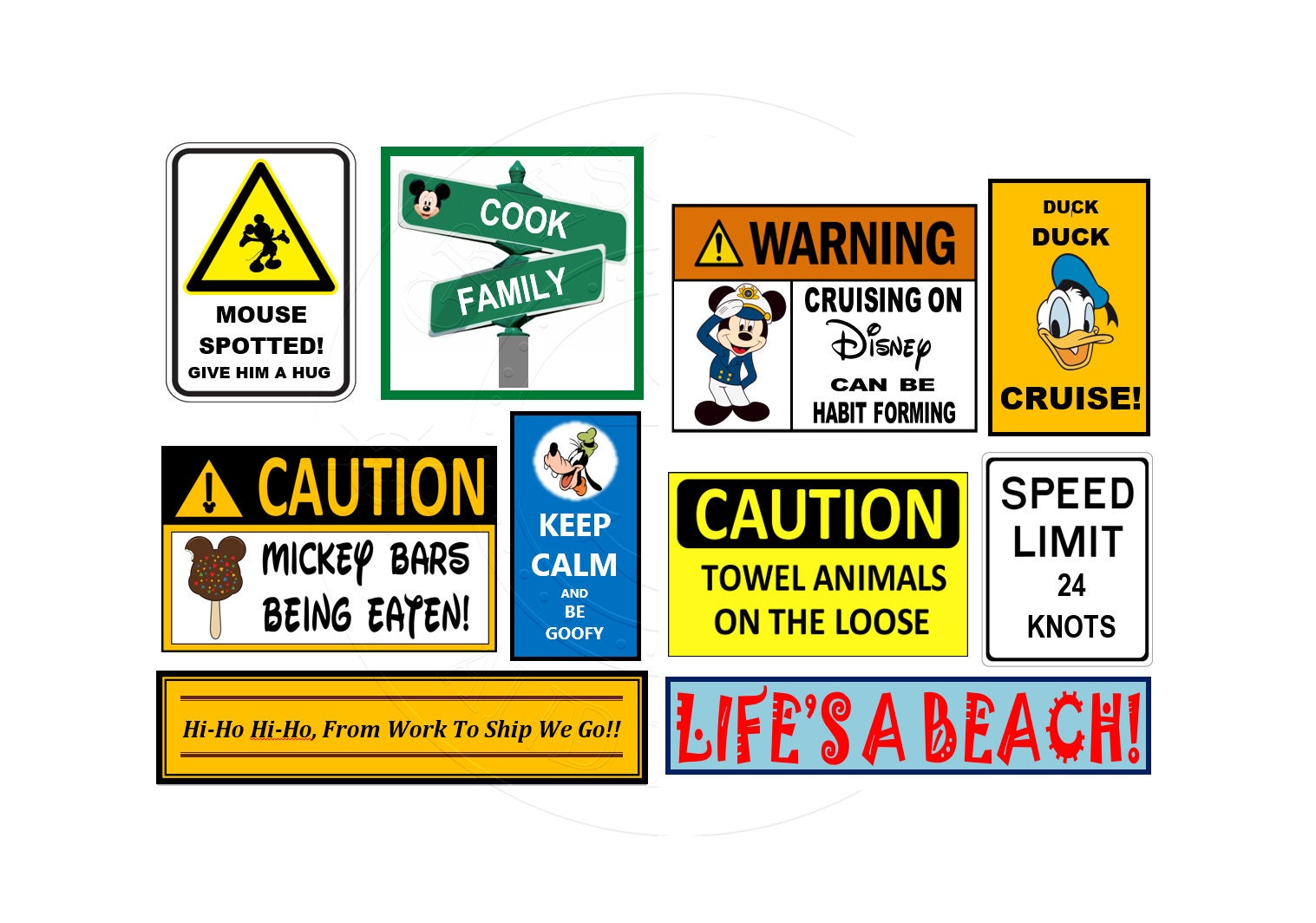 Vinyl 10 Disney Cruise Line Signs Door Magnets