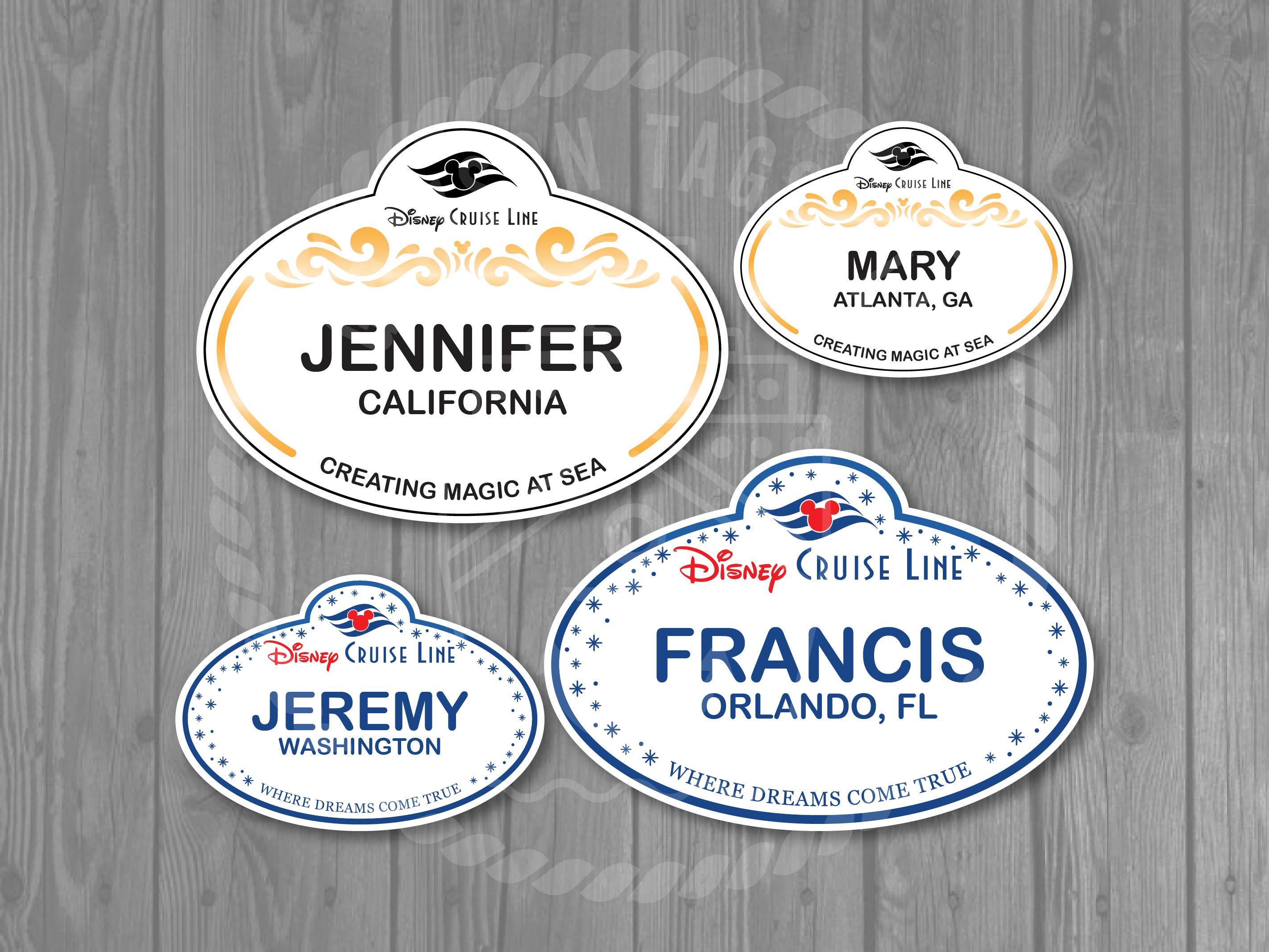 Small or Medium Size Individual Disney Cruise Name Tag Magnet (Old and New Versions Available)
