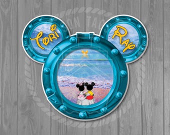 Disney Cruise Door Magnet - Vivid Pixelated Minnie/Mickey Sunset Magnet / 9.15" x 7.65"