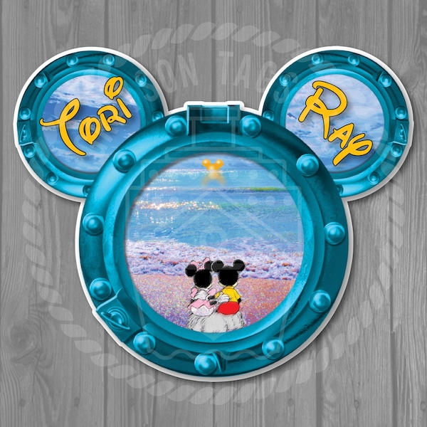 Disney Cruise Door Magnet - Vivid Pixelated Minnie/Mickey Sunset Magnet / 9.15" x 7.65"
