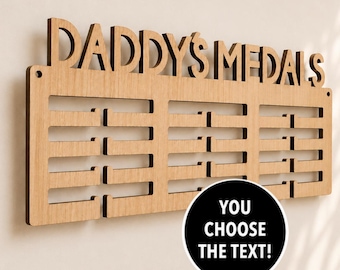 Personalised medal holder for dad – daddy's medals display – father's day gift – running medal hanger – custom medal holder for him