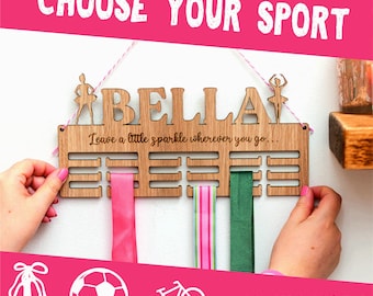 Personalised medal holder - custom gift medal hanger - medal display gift for dance, ballet, gymnastics, horse riding, netball, karate