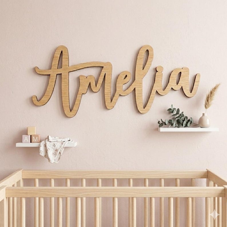 Letrero de madera personalizado con nombre para la decoración de la pared de la habitación de los niños imagen 6