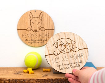 Personalized Dog Plaque: Oak Pet Portrait, Dog Lover Gift