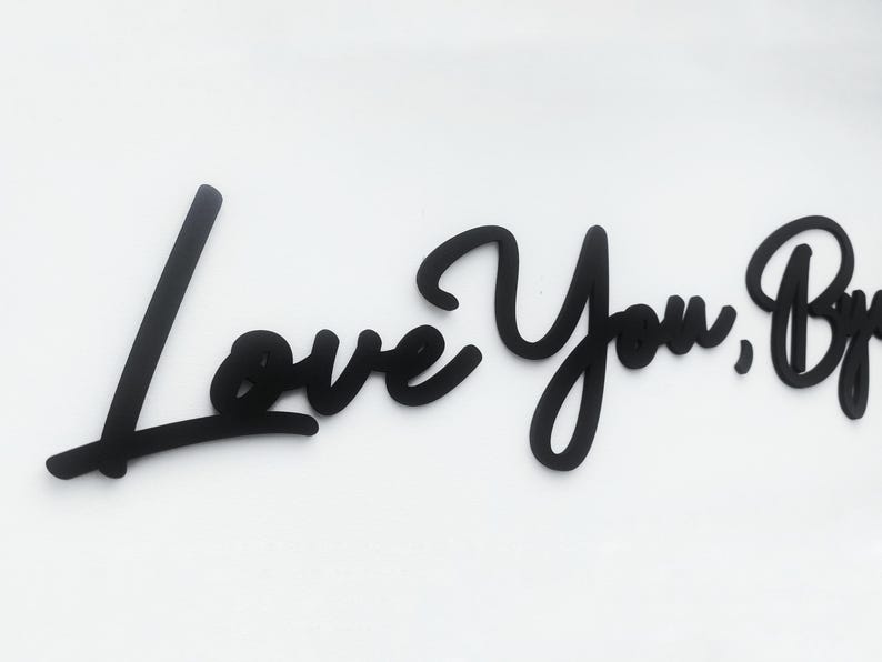 BLACK Wooden 'Love You, Bye' Sign - Above Door Hallway Sign - Natural Wood Entryway Lettering Bild 7