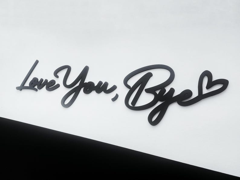BLACK Wooden 'Love You, Bye' Sign - Above Door Hallway Sign - Natural Wood Entryway Lettering Bild 8