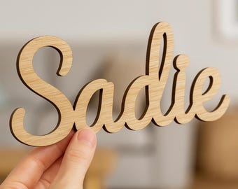 Personalised Wooden Name Sign Custom Laser Cut Name Plaque for Baby, Toy Box, Nursery, Bedroom Door, Wall, Shelf, Cut Out Letters DIY Crafts