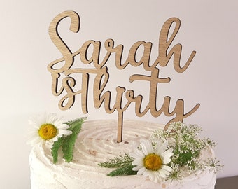 Personalised Birthday Cake Topper - Name Age Wooden Custom Sign - Rustic Boho Decor - Laser Cut Rustic Gift 18th 30th 40th 50th 60th 70th
