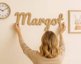 Personalized Wooden Name Sign: Nursery Decor, Laser Cut Cursive Font