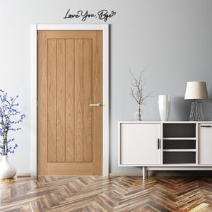 BLACK Wooden 'Love You, Bye' Sign - Above Door Hallway Sign - Natural Wood Entryway Lettering Bild 4