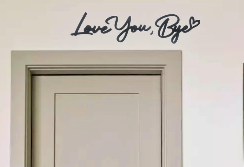 BLACK Wooden 'Love You, Bye' Sign - Above Door Hallway Sign - Natural Wood Entryway Lettering Bild 3