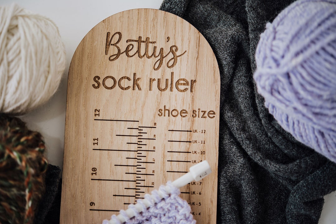 Personalised Sock Ruler Knitting Accessories Gift for Knitters Wooden