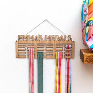 Personalised medal holder running, swimming, gymnastics medal hanger custom gift for runner, swimmer, gymnast wall hung medal display image 4