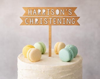 Personalised christening cake topper | baptism, holy communion, confirmation | wooden cake decoration | custom name topper