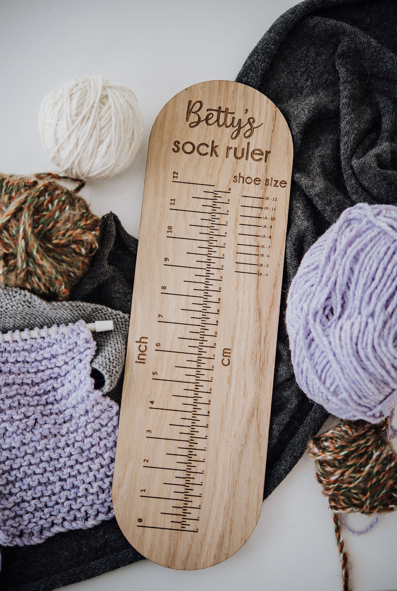Personalised Wooden Sock Ruler Measure Knitting Gift For Etsy