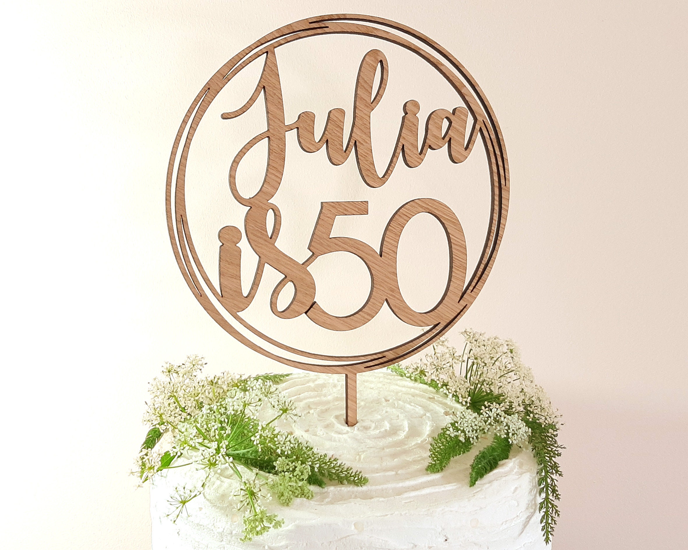 Rustic Wood Cake topper Birthday cake topper Customised Name and Age