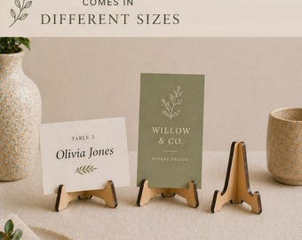 Wooden display stand | table setting / place setting easel for weddings | Business card holder for craft fairs | postcards, prints, photos
