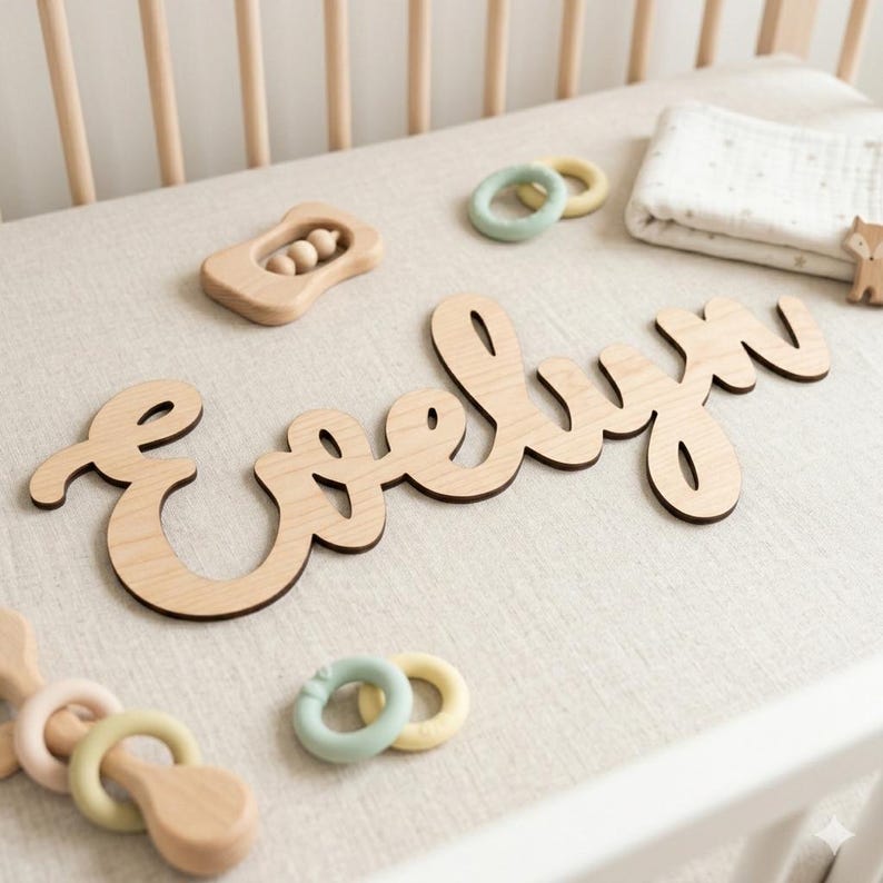 Letrero de madera personalizado con nombre para la decoración de la pared de la habitación de los niños imagen 4