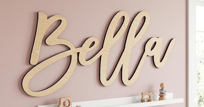 Letrero de madera personalizado con nombre para la decoración de la pared de la habitación de los niños imagen 2