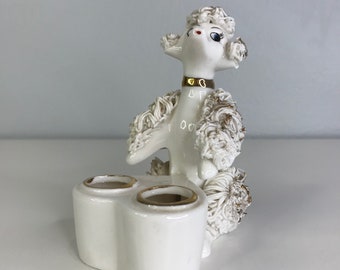 vintage ceramic poodle lipstick holder by I.W. Rice Japan