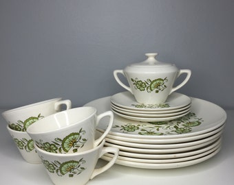 vintage 17 piece mid century retro dinnerware set by American Ironstone