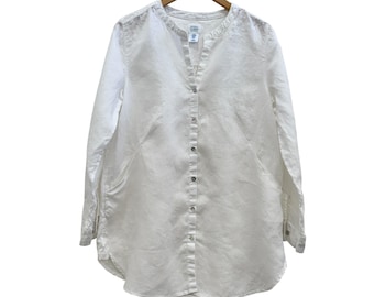 Vintage White Linen Top with Pockets