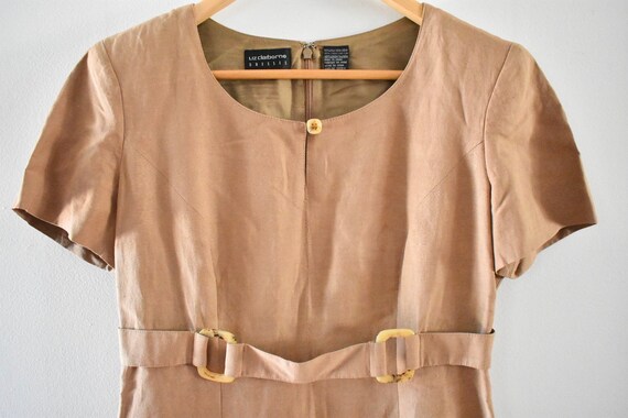 tan silk dress