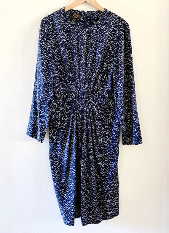 Blue silk dot print dress size 14