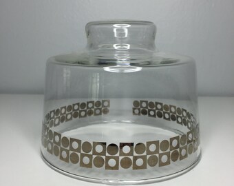 SALE! vintage retro glass cheese dome with silver overlay