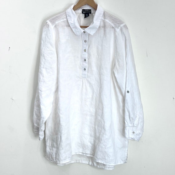 White Linen Shirt Size 1X - image 1