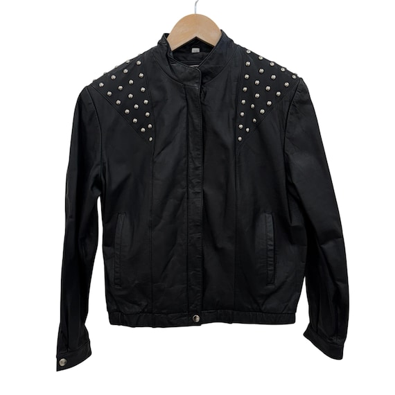 Vintage Studded Black Leather Jacket