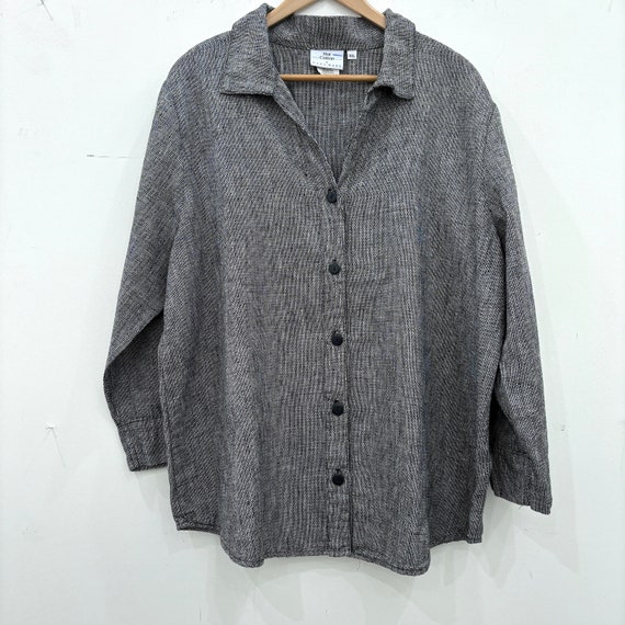 Gray Linen Blend Shirt By Hot Cotton Size XL - image 1
