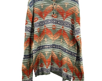 Vintage Ralph Lauren Denim & Supply Southwestern Knit Henley Sweater