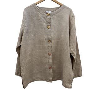 Vintage Beige Linen Shirt by Hot Cotton Size L
