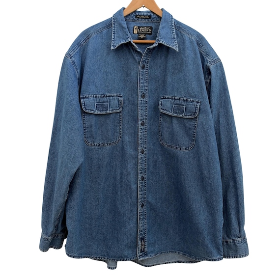 Eddie Bauer, Vintage 90s Eddie Bauer Legend Denim Shirt, 100% Cotton Work Shirt