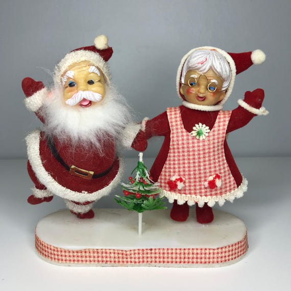 Plastic Mr And Mrs Claus Christmas Decoration 1960s Etsy