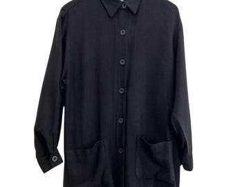 Vintage Oversized Black Linen Blend Shirt/Jacket From Nordstrom size S