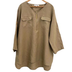 Vintage Tan Linen Top Size XXL