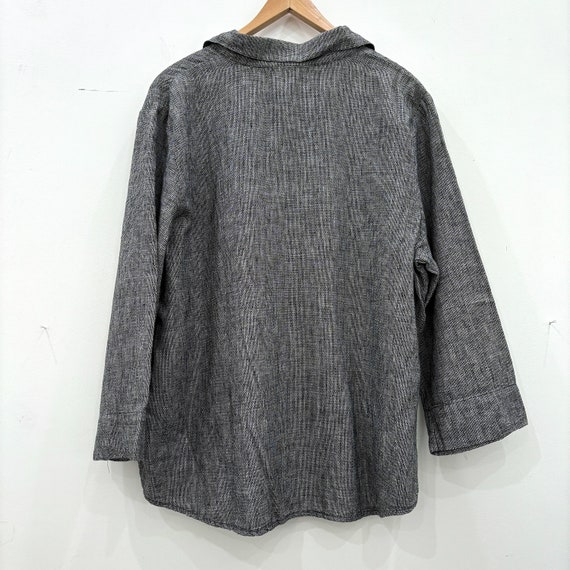 Gray Linen Blend Shirt By Hot Cotton Size XL - image 3