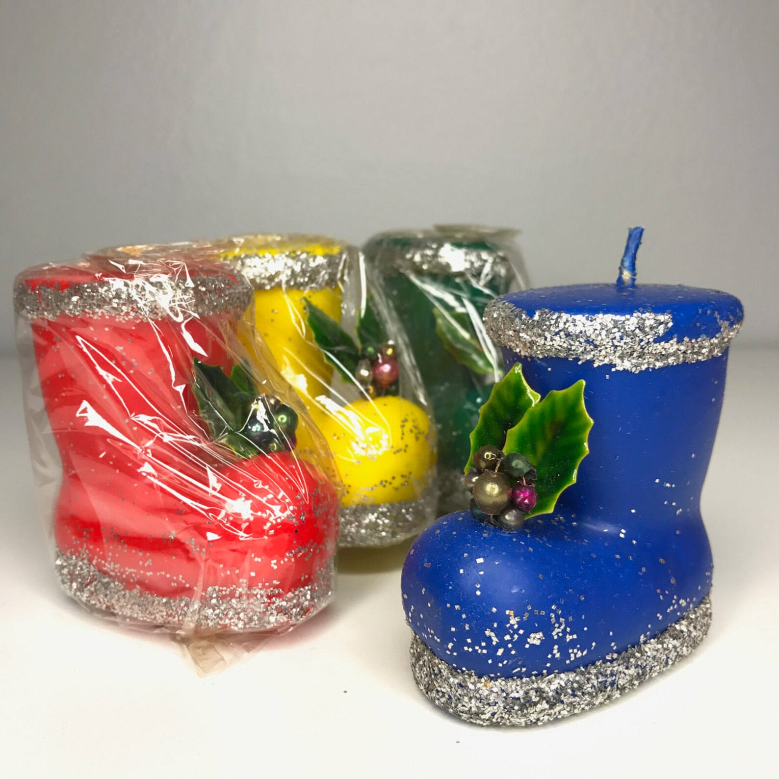 Set of four unused Christmas Boots Candles in original box Etsy