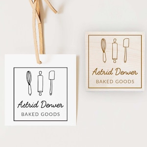 Tampon personnalisé, tampon de logo, tampon cuit avec amour, tampon en caoutchouc, tampon personnalisé, tampon auto-encreur, logo de boulangerie, fouet de cuisson, rouleau à pâtisserie