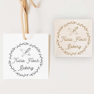 Personalisierter Stempel, Logo Stempel, Baked with Love Stempel, Gummistempel, Personalisierter Stempel, Selbstfärbender Stempel, Bäckerei Logo Stempel, Schneebesen, Nudelholz