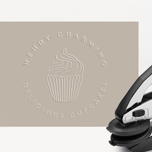 Benutzerdefinierte Embosser, Logo Embosser, Business Embosser, Logo Stempel, Bäckerei Logo, personalisierte Embosser, Emboss, geprägt, Cupcake Logo