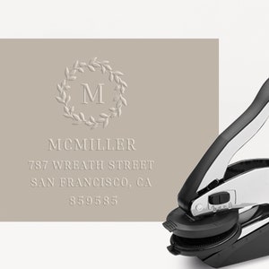 Embosser, Adresse Embosser, Rückadresse Embosser, personalisierte Embosser, Kranz benutzerdefinierte Embosser, Logo Embosser, Hochzeit Embosser