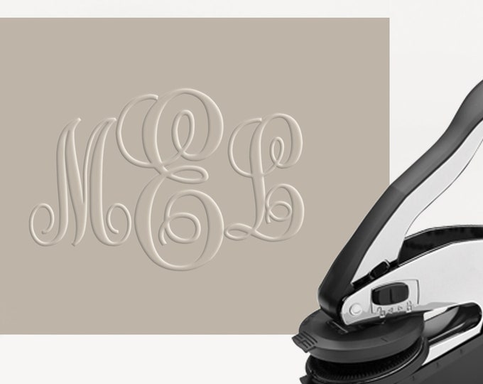 Embosser Monogram Embosser Custom Embosser Script Monogram Etsy