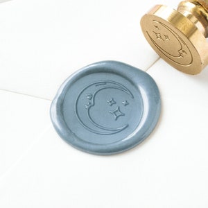 Mond und Sterne Wachssiegel Stempel, Winter Wachssiegel, Hochzeit Wachssiegel, Logo Wachssiegel, Sterne Wachssiegel, Einzigartige Geschenke, Nacht Wachssiegel Stempel