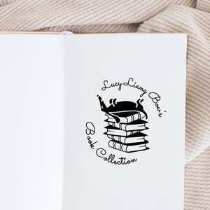 Boekstempel, bibliotheekstempel, rubberstempel, aangepaste stempel, gepersonaliseerde stempel. Zelfinktende stempel, gepersonaliseerd cadeau, boeklabel, teckelboek