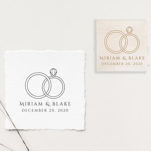 Timbre de bagues de mariage, Enregistrer le timbre de date, Timbre en caoutchouc, Gravure au laser, Timbre personnalisé, Timbre de mariage personnalisé, Logo de mariage, Timbre personnalisé